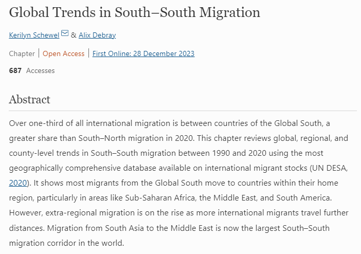 Delighted to be a part of this! Check out my chapter with Alix Debray on global trends in South-South Migration t.ly/KEMAl