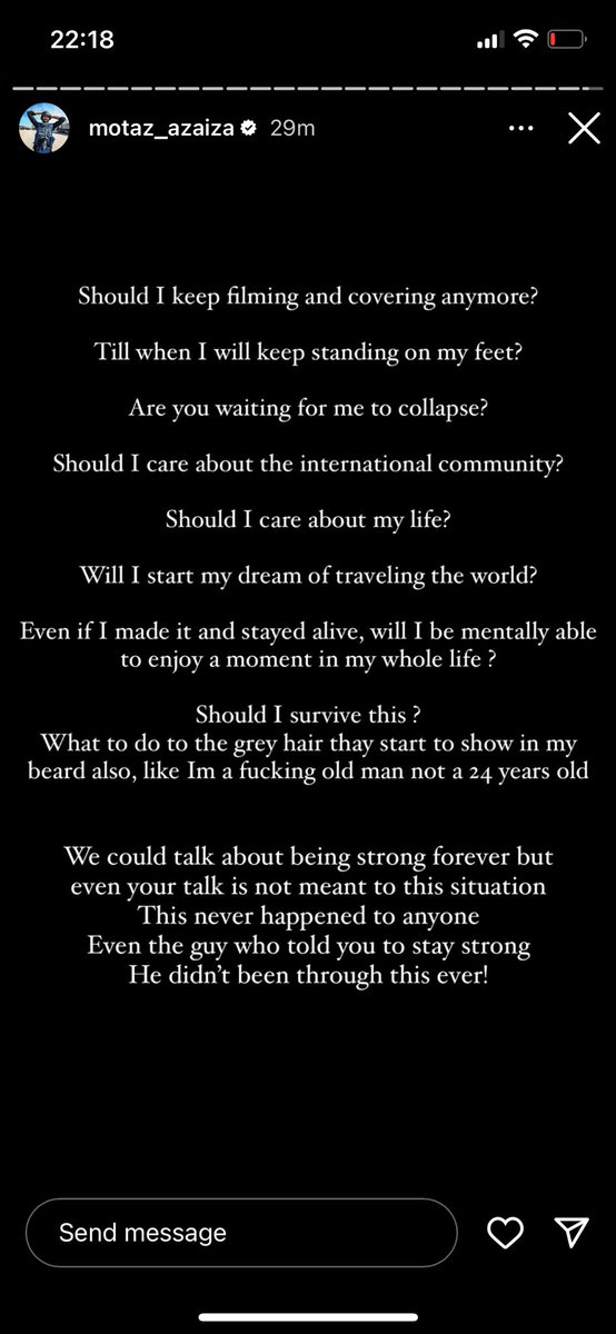 Motaz’s latest Instagram story 💔
