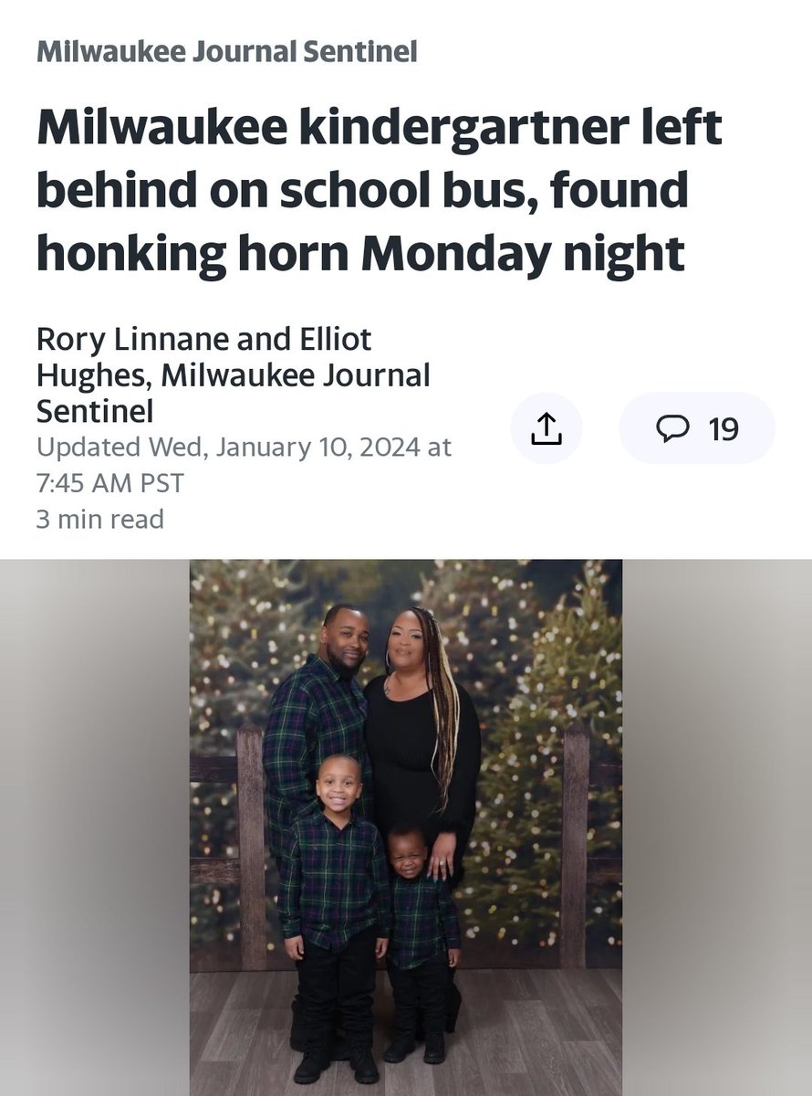 Milwaukee police refused to search a school bus lot for a Black boy who was left behind for hours in freezing temperatures. They told the mom they 'needed to search her house and gather more information.' The family ended up searching the lot and finding the boy on their own.…