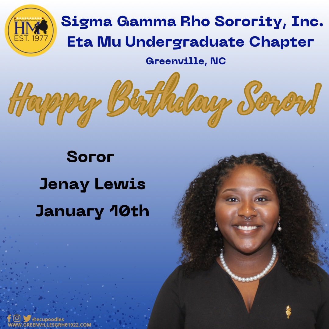 Happy Birthday Soror Jenay Lewis!💙✨ We wish you a Happy Birthday filled with joy and many blessings!⁠ ⁠

#SigmaGammaRho #HMpoodles #HappyBirthday #Sisterhood