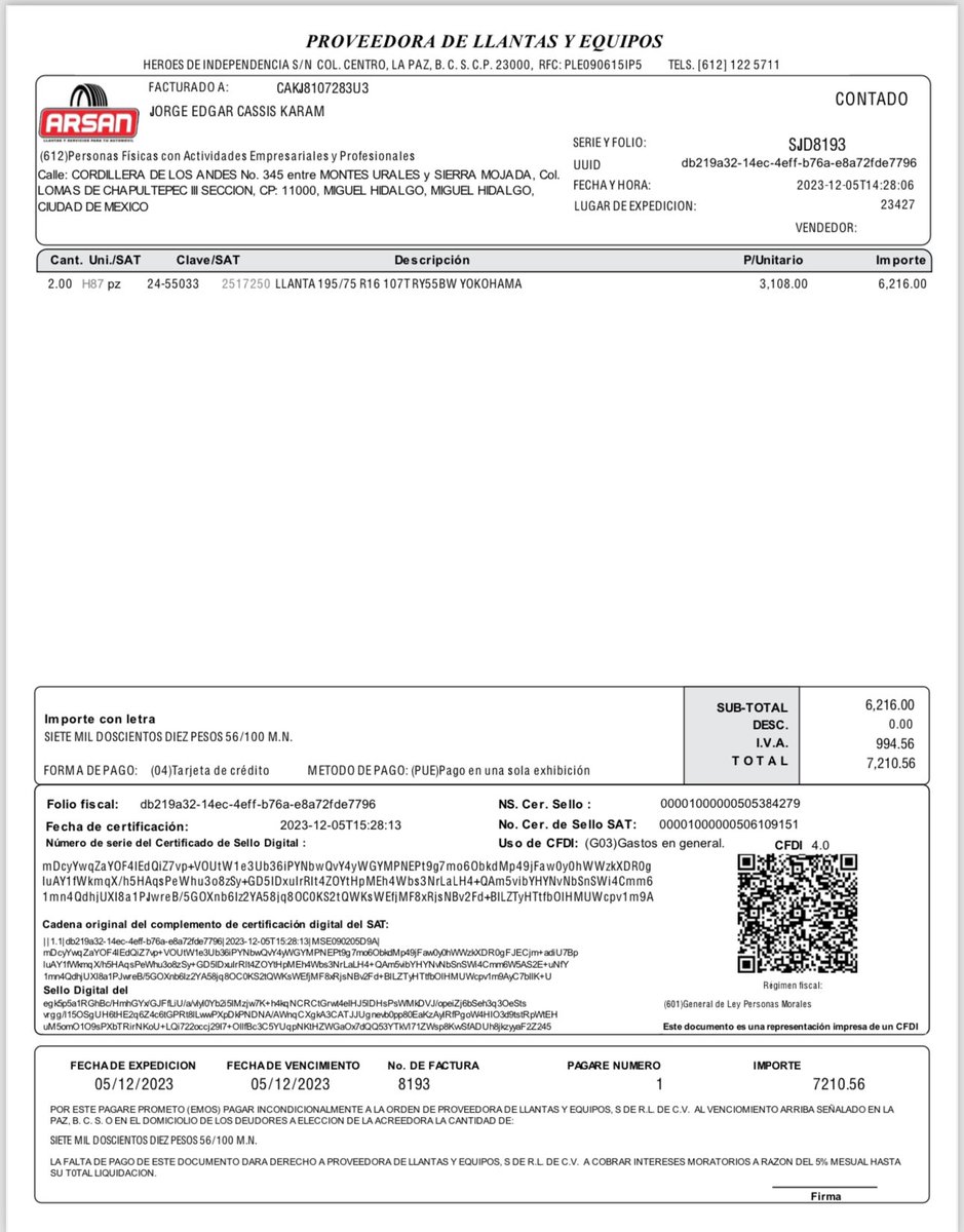 Jorgecassis4's tweet photo. Hola @YokohamaMexico tengo una situación muy complicada con uno de sus productos, compramos un par de llantas de carga y no duraron ni un mes y su distribuidor Arsan en San José del Cabo, no quiere responder por algo que es un defecto de fabrica, les pido su ayuda para resolverlo https://t.co/t2J2LLbKRH