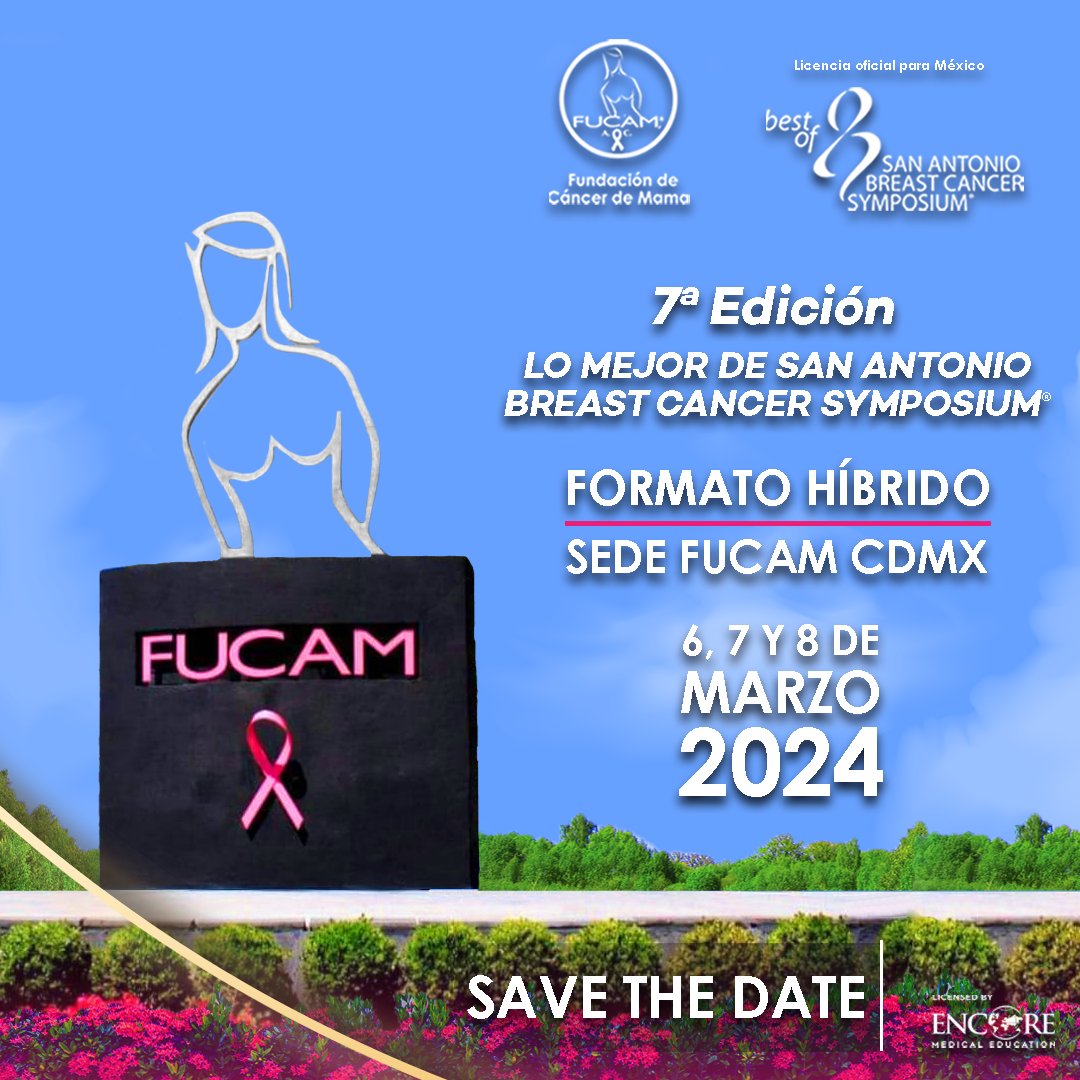 FUCAMM's tweet photo. ¡Aparta la fecha!
La séptima edición de lo mejor de SAN ANTONIO BREAST CANCER SYMPOSIUM, el Congreso más relevante sobre el cáncer de mama en el mundo ya está aquí.
#BESTOFSABCS 
Dirigido a personal médico, especialistas, estudiantes de medicina o cualquier persona interesada https://t.co/P2ysViomp8