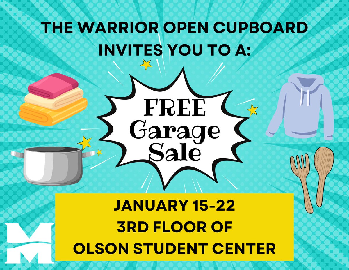 Midland Campus Ministry & Spiritual Wellness (@campusminmu) on Twitter photo New in 2024 is a partnership with <a href="/access_period/">Access Period</a> & three-month supplies of period products! One more thing: Check out our FREE Garage Sale 1/15-1/22 for lots of kitchen items, blankets, towels, clothing & more.
All 👏of 👏this 👏on the 3rd floor of Olson Student Center! New in 2024 is a partnership with <a href="/access_period/">Access Period</a> & three-month supplies of period products! One more thing: Check out our FREE Garage Sale 1/15-1/22 for lots of kitchen items, blankets, towels, clothing & more.
All 👏of 👏this 👏on the 3rd floor of Olson Student Center!