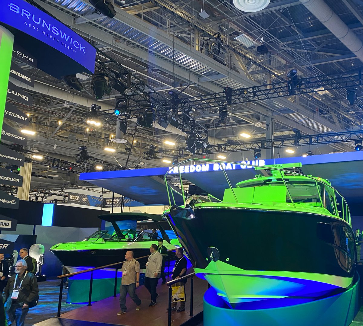 Brunswick_Corp_'s tweet photo. In our marina of the future at #CES2024 exhibit 6117, we’re showcasing our newest boats and next-generation technologies from @SeaRayBoat, @Boston_Whaler, @MercuryMarine and @FreedomBoatClub. Experience the #BrunswickCorp ecosystem at @CES: https://t.co/BOf6ZSmQtR #NextNeverRests https://t.co/FUNGcERNww