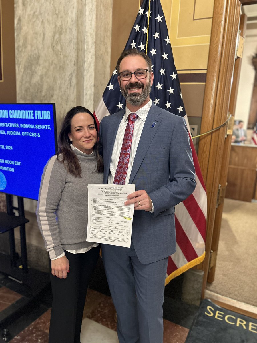 It’s official! Today I filed to be our next State Representative for District 39. I look forward to earning the trust and support of voters in Carmel &amp; Westfield, and getting to work.