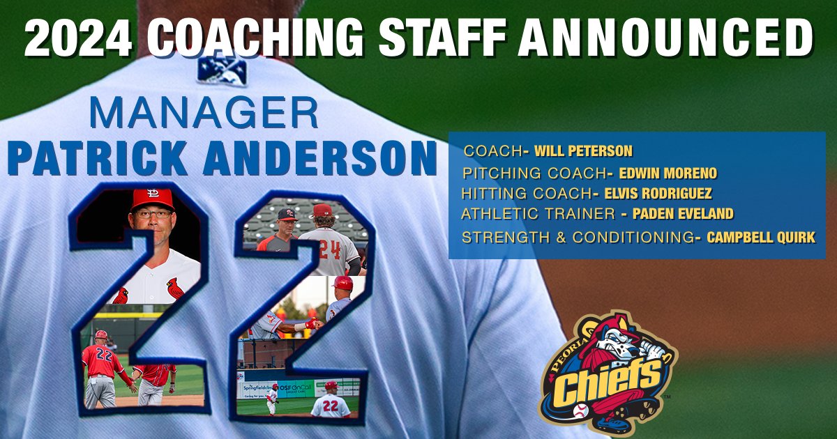 peoriachiefs's tweet photo. IT'S OFFICIAL...PA and Paden Eveland will be returning to P-Town and they've got some new talent joining them this season!
Click here to get to know the new staff: https://t.co/tqDdjHUfAo
- - -
#peoriachiefs https://t.co/UDIw77Ilf7