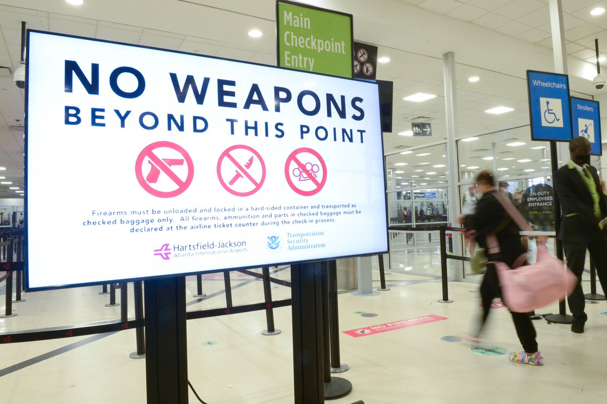 GAFollowers's tweet photo. Atlanta Airport has ranked #1 in the nation for the most guns found in 2023. 

TSA snagged a record 6,737 guns. https://t.co/DlxH3IY9oZ