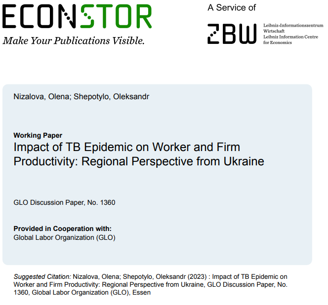 Our paper with @shepotylo on the effect of #tuberculosis epidemic on productivity loss using the case of pre-war Ukraine is out as a @Glabor_org discussion paper ideas.repec.org/p/zbw/glodps/1…