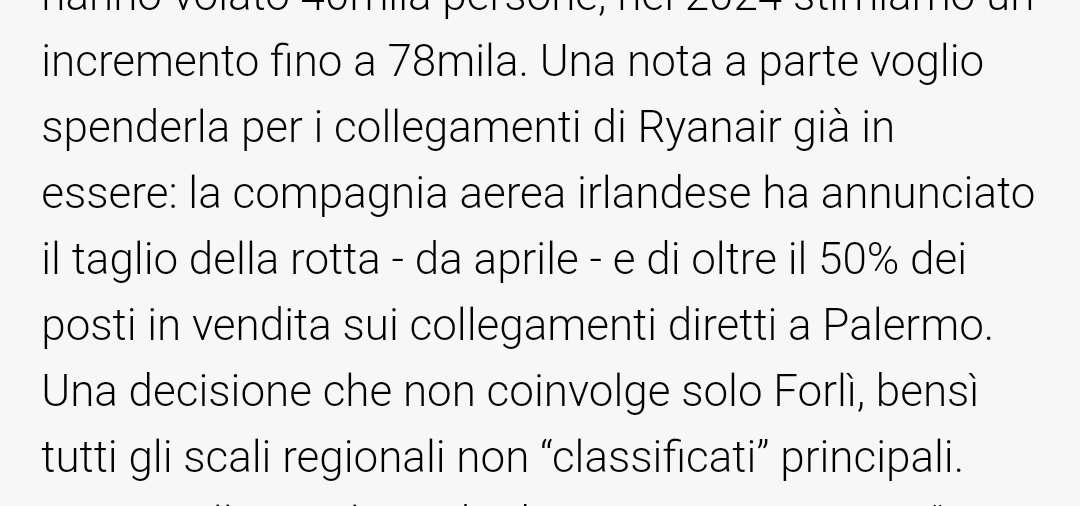 🔴 <a href="/ryanair/">Ryanair</a> sembrerebbe cancellare la Palermo Forlì con l'estate 2024