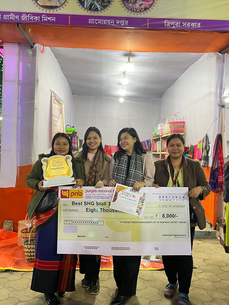 Nabincherra Bamboo PG received 3rd best product award in 18th Regional SARAS Fair-2023 held at International Fair Ground, Hapania, Agartala, Tripura, India. 

Total 17 SHGs participated from Unakoti District and sold an amount of Rs. 26.24 lakhs SHG product in the mela.