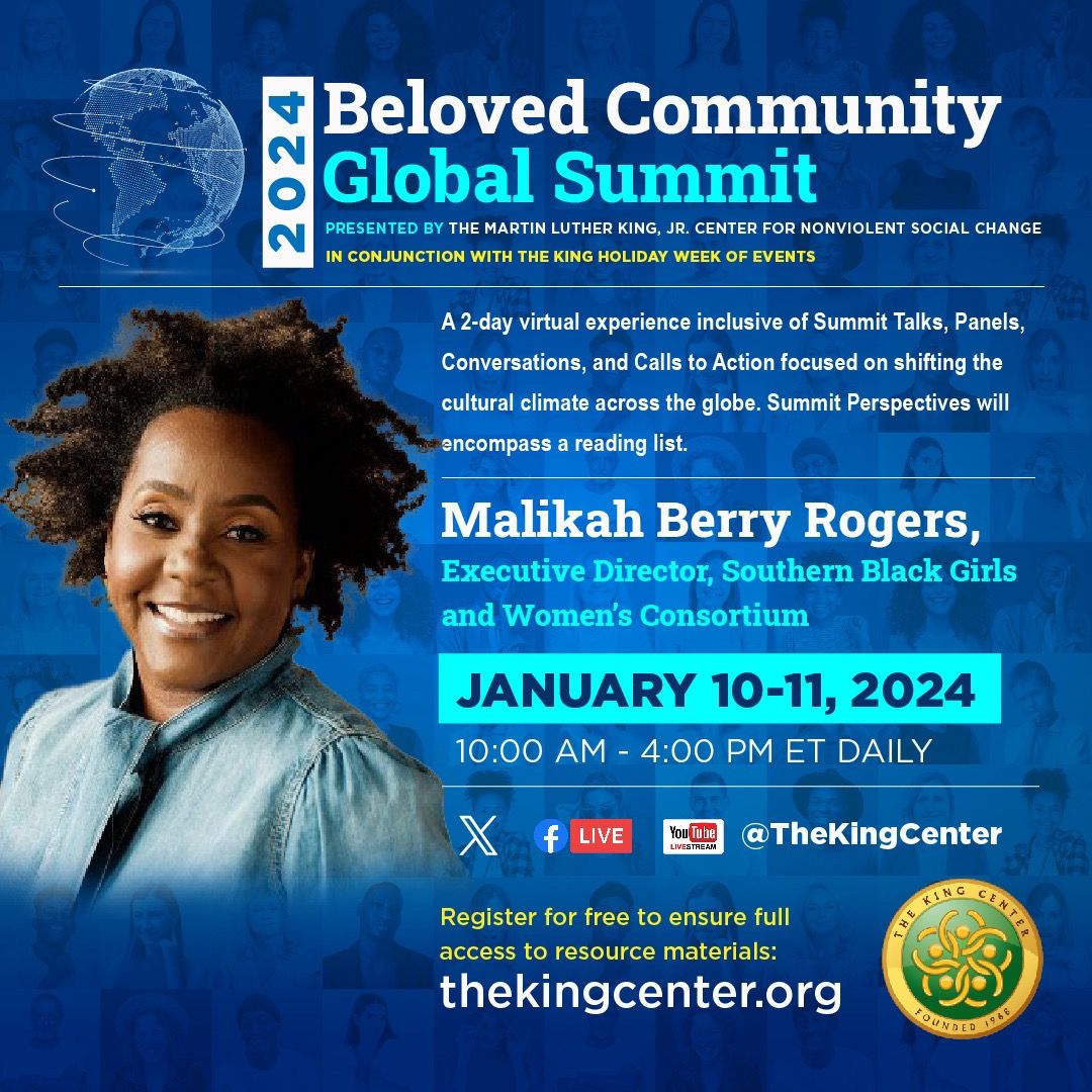 MalikahBerry's tweet image. #iShift #weShift - Join @TheKingCenter for the 2024 Beloved Community Global Summit. Let’s convene for panels, Summit Talks &amp;amp; action steps focused on shifting the cultural climate. Free registration = resource materials: thekingcenter.org #MLKDay2024 #ShiftTheCulture #BCGS