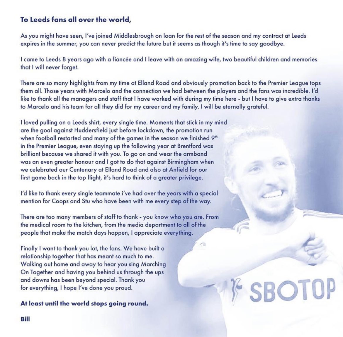 Luke Ayling’s goodbye message. Teary. #LUFC