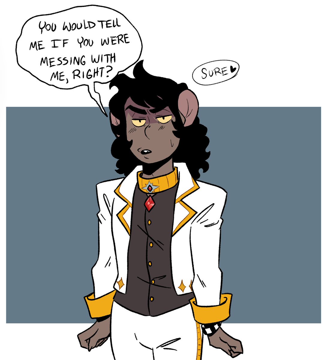 In my OC space AU, Jimmy's fallen super hard for space princess Nick 💛 