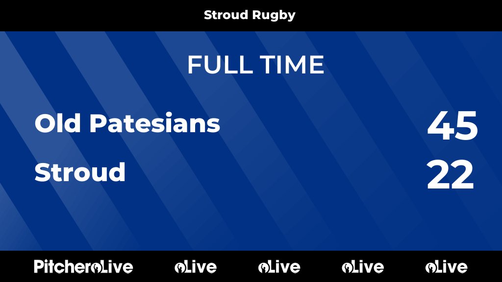 StroudRugby's tweet photo. FULL TIME: Old Patesians 45 - 22 Stroud
#OLDSTR #Pitchero
https://t.co/06KPK1pmew https://t.co/y2bfDfuCZ6