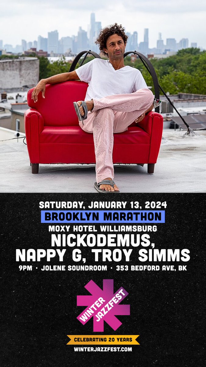 Jan 13 #winterjazzfest #nyc we’ll be performing a 2 hour set of my productions from 5 albums &amp; a few remixes