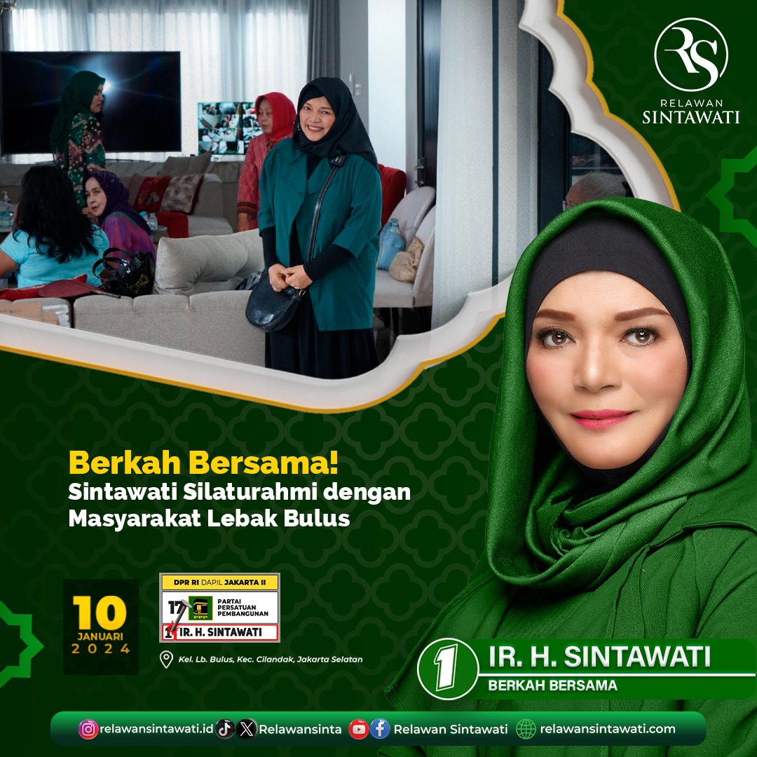 RelawanSinta's tweet photo. Jakarta Selatan, 10 Januari 2024 - Calon Anggota DPR-RI Fraksi PPP, Sintawati, mengadakan acara silaturahmi di Lebak Bulus untuk mempererat hubungan dengan masyarakat.

#sintawatidprri #yousralkh #vunzigewoensdag https://t.co/FBwTj4Fuir