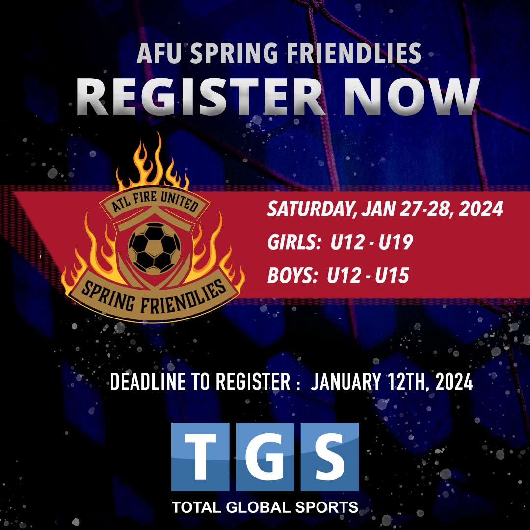 TGS Soccer (@tgssoccer) on Twitter photo Register now for the Atlanta Fire United 2024 Spring Friendlies January 27-28, 2024
public.totalglobalsports.com/public/event/3…
<a href="/atlantaunitedsa/">Atlanta Fire United</a> ⚽️ #weareafu #totalglobalsports #njfutsal #collegesoccer ⚽️ Register now for the Atlanta Fire United 2024 Spring Friendlies January 27-28, 2024
public.totalglobalsports.com/public/event/3…
<a href="/atlantaunitedsa/">Atlanta Fire United</a> ⚽️ #weareafu #totalglobalsports #njfutsal #collegesoccer ⚽️