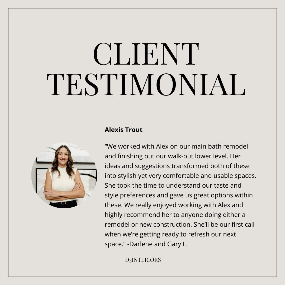 Check out this client testimonial 👏🏠

#clienttestimonial #client #happyclient #d3interiors #interiordesign #interiordesigner #omaha #nebraska #smallbusiness