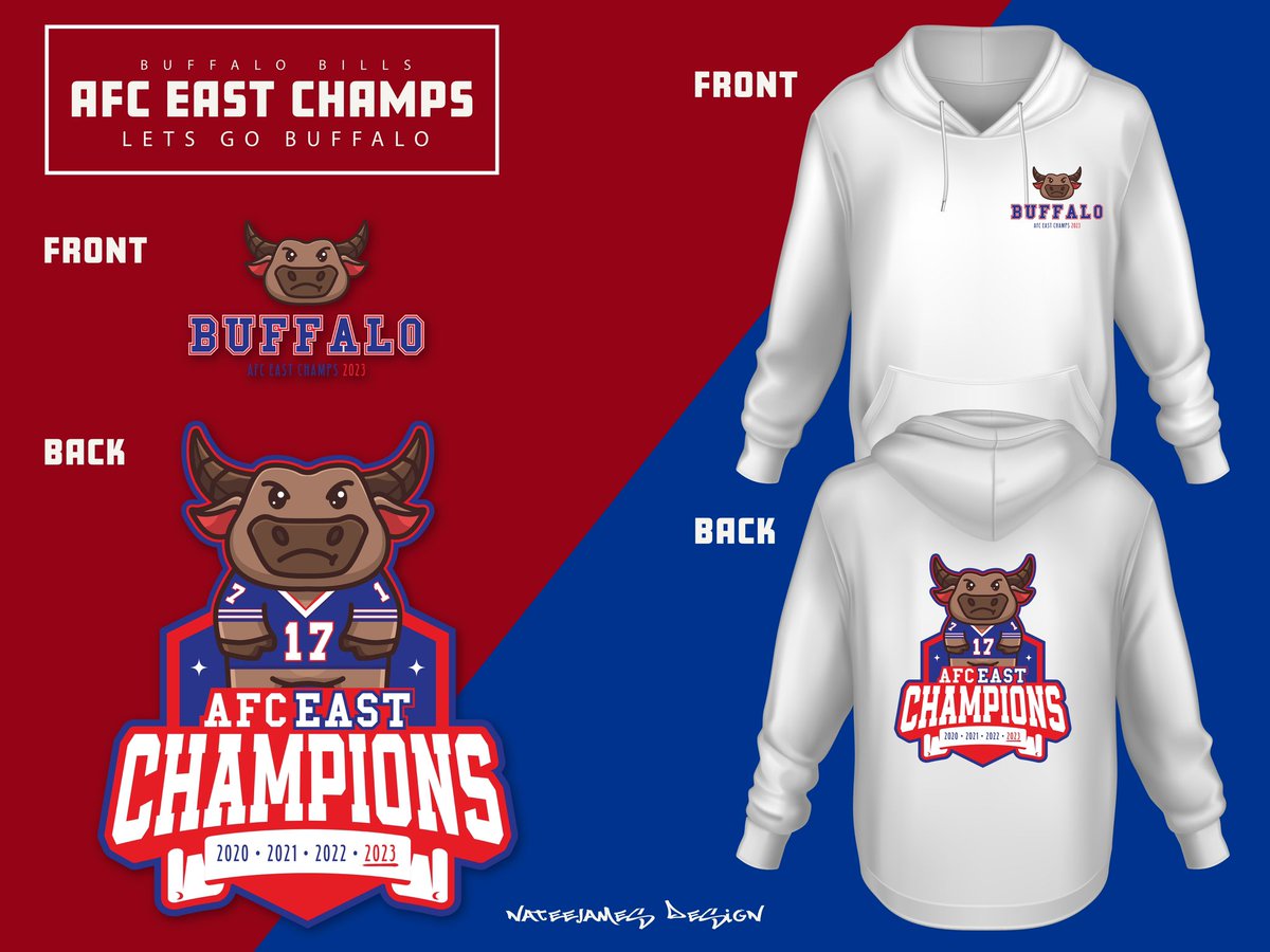 NateeJames's tweet photo. BUFFALO BILLS AFC EAST CHAMPS MERCH!! ❤️🏈💙 

Get yours here: 
https://t.co/420Ogo4onf

#Buffalo #BuffaloBills #BillsMafia #AFCEast #Playoffs #NFL #JoshAllen #Champions #Merch #supportsmallbusiness https://t.co/vDYRaxe3sr