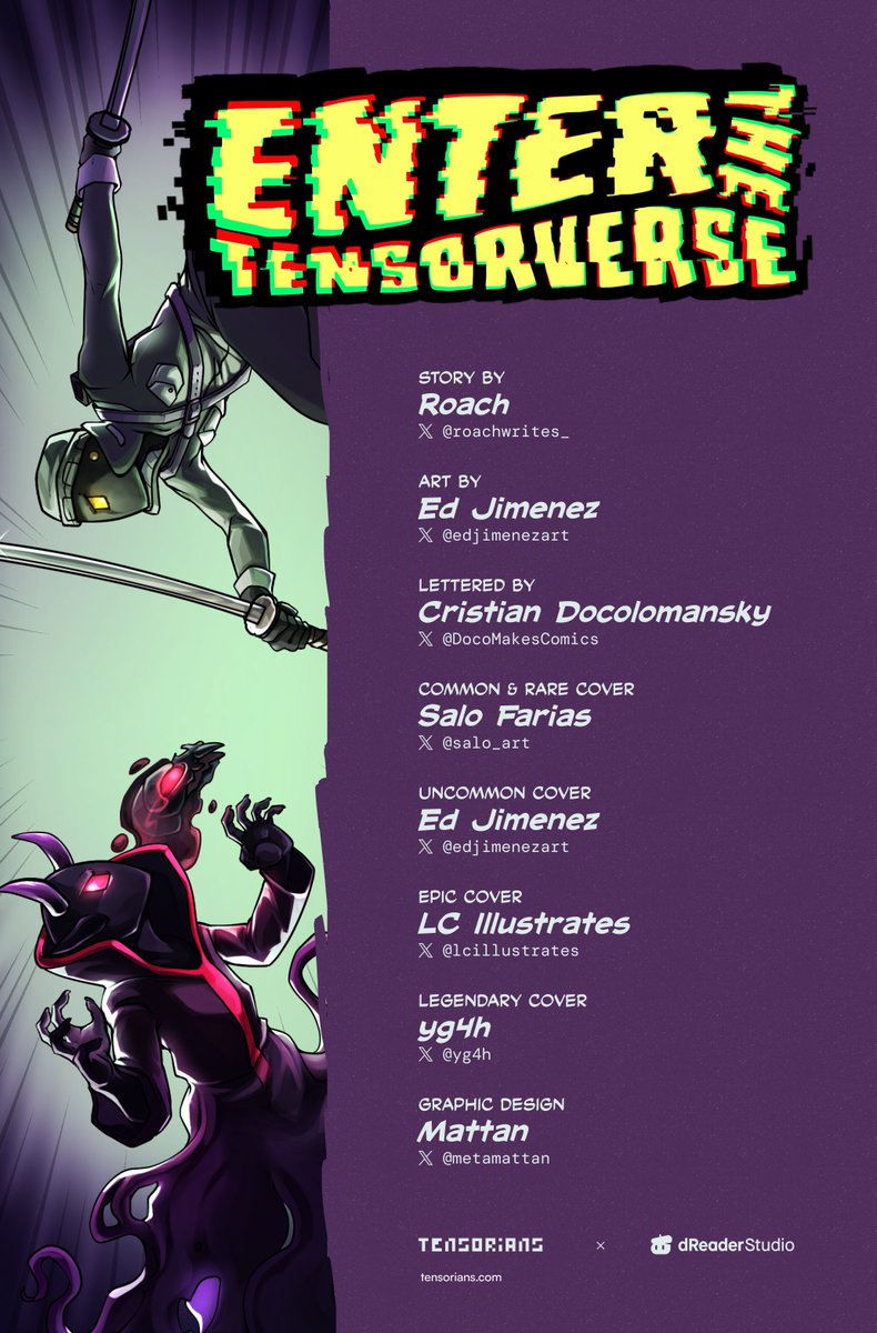 RoachWrites_'s tweet photo. Storytelling w/ the Tensorians lore was fun af!

This opening chapter is loaded w/ action sci-fi, &amp; ruthlessness 💀

Wait til you reveal cover art by @yg4h_ @lc_illustrates @salo_art or @edjimenezart 🔥

shouts to @notshake @speeksUK &amp; co for letting us cook🍻

DROPS TOMORROW https://t.co/deqymtAkuw