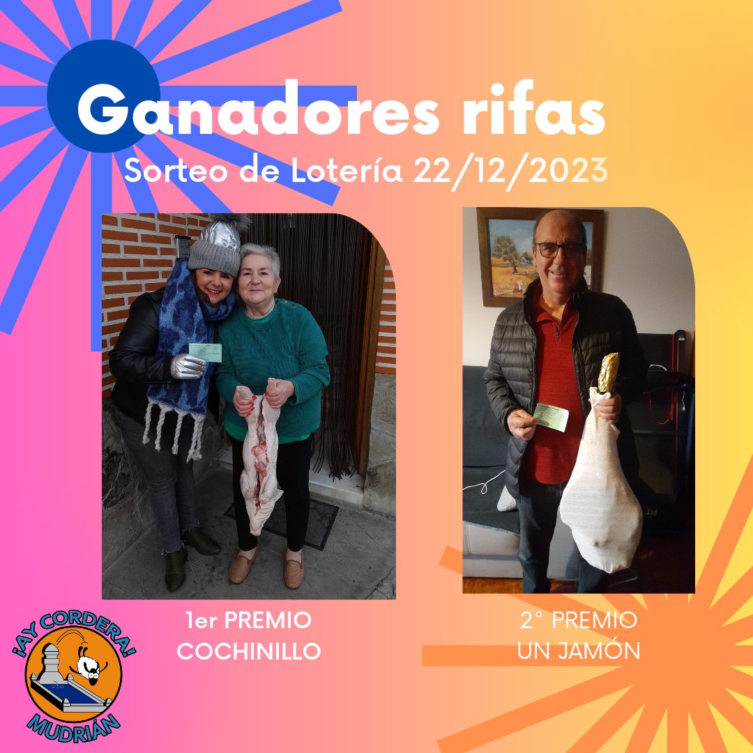 ay_cordera's tweet photo. GANADORES DEL SORTEO DE RIFAS NAVIDEÑAS 
🥇La terminación 008 (Gordo de la Lotería: 88008) es la ganadora del COOOOCHINILLOO
🥈La terminación 303 (2° premio de la lotería: 58.303) se alza con el JAMÓÓÓN 
Gracias a tod@s por participar y enhorabuena a los premiados! https://t.co/DehbYva8Nt