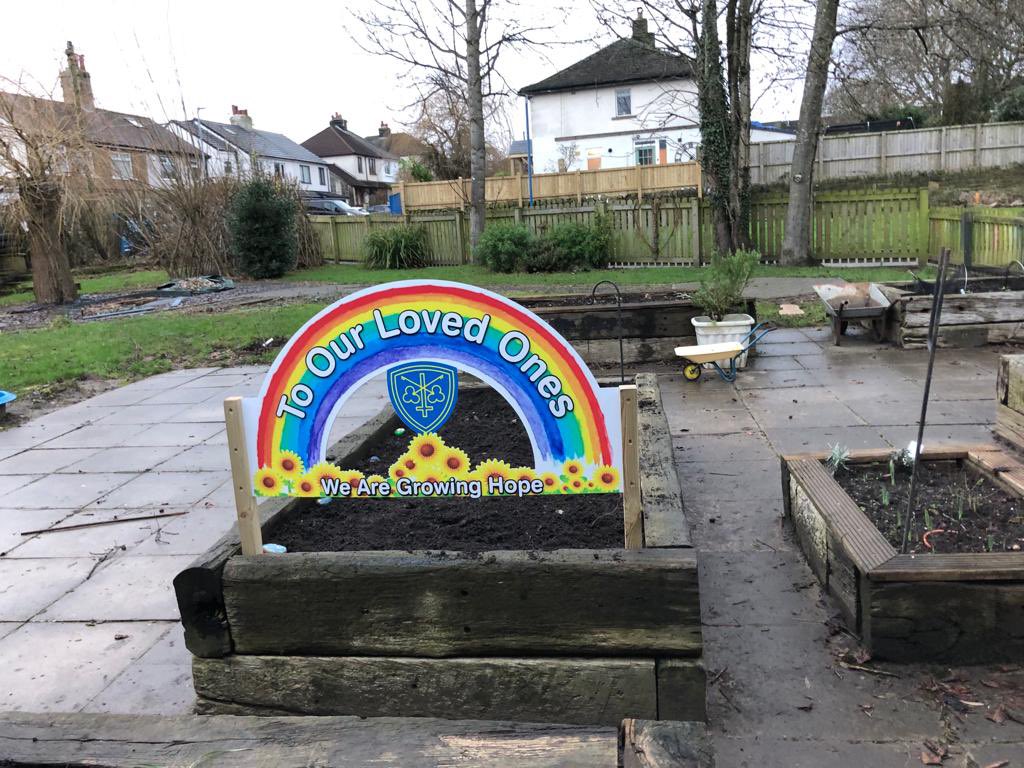 RSPCofEPrimary's tweet photo. Today we officially opened our Growing Hope Garden. The children came together along with Revd Rachel to say prayers, plant seeds for new live and place their pebbles in memory of their loved ones. #RSPPastoral @winstonswish https://t.co/uATovfh0qW