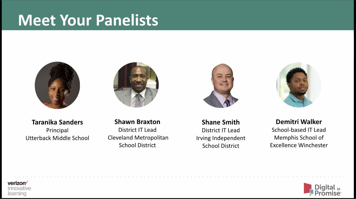 EdTech_TUSD's tweet photo. Utterback's proud principal, Taranika Sanders, took part in a panel from @dpvils to discuss how to develop and leverage Student Tech Teams.  Student Tech Teams give opportunities for students to develop leadership, social, tech and career ready skills. @tucsonunified #Proud2BTUSD https://t.co/TNNcXhfupk
