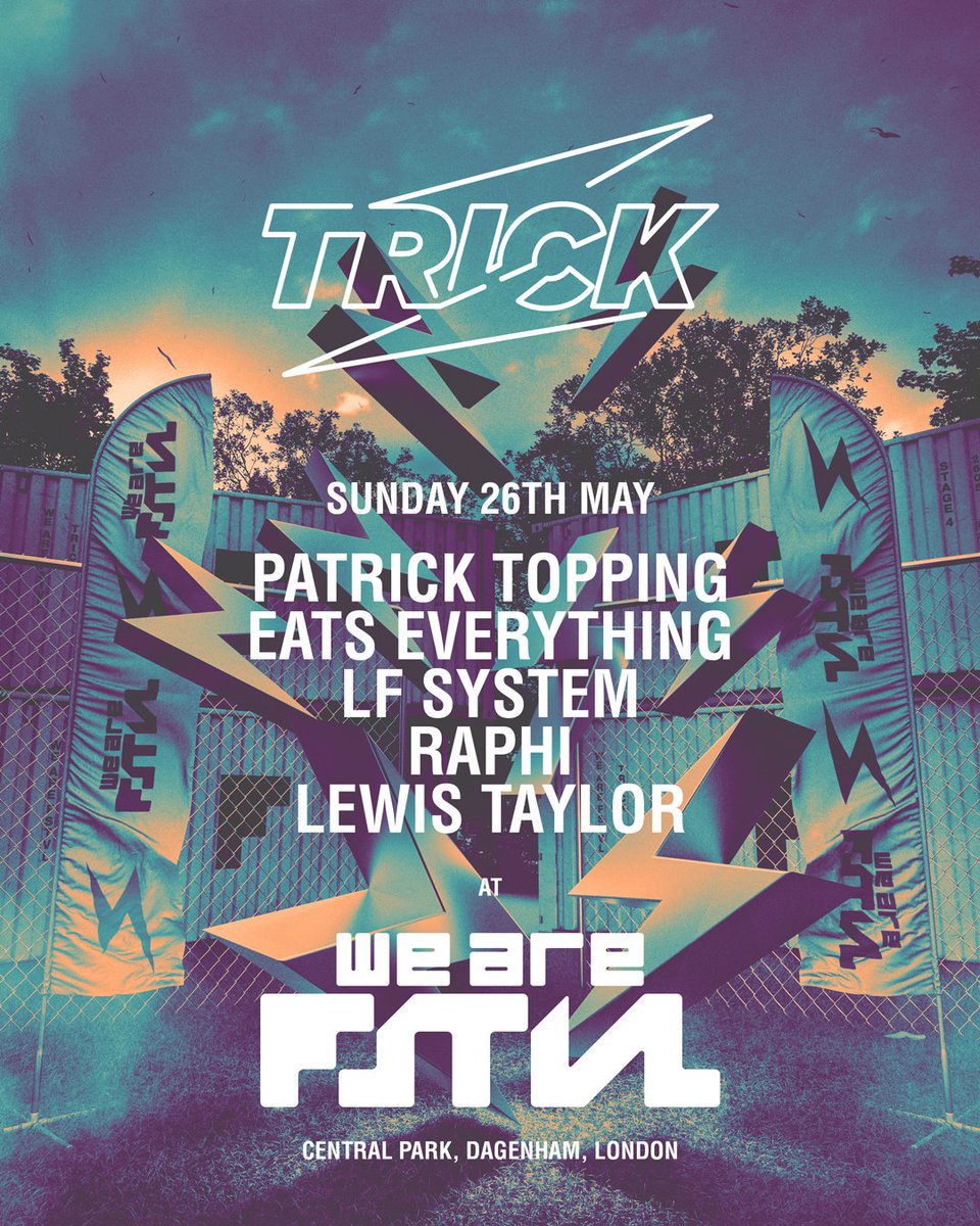tricklabel's tweet image. Trick is BACK at @wearefstvl in London this May bank holiday weekend ⚡

We'll be taking over one of the arenas all day Sunday with this motley crew

Phase 2 tickets go on sale soon, sign up at wearefstvl.com for priority access 🎟️