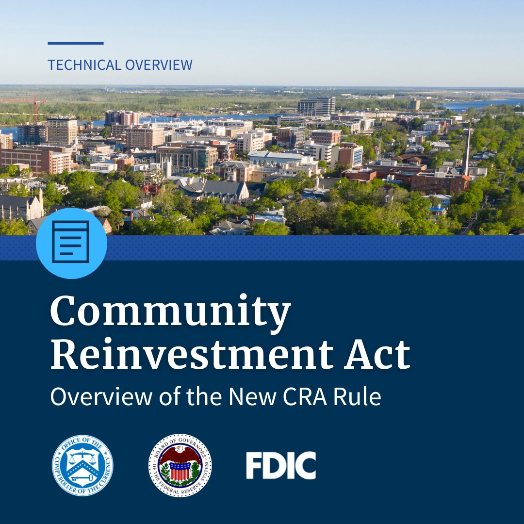 Recently, federal bank regulators jointly issued a final rule to strengthen and modernize regulations implementing the Community Reinvestment Act. 

Today, the agencies released a video overview of the new #CRA rule and its objectives.

📽️▶️ youtube.com/watch?v=wRUo-a…