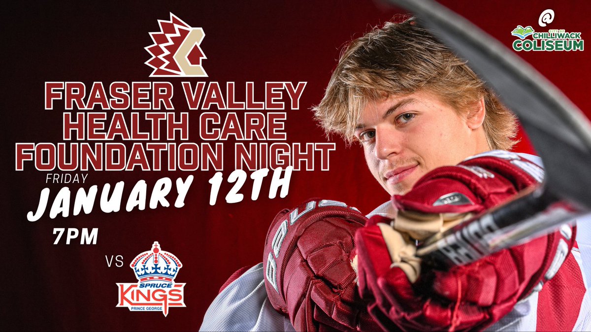 This Friday night we're hosting our first Fraser Valley Health Care Foundation game as we face-off against the Prince George Spruce Kings!

🎟️ show.ps/l/5b270991/