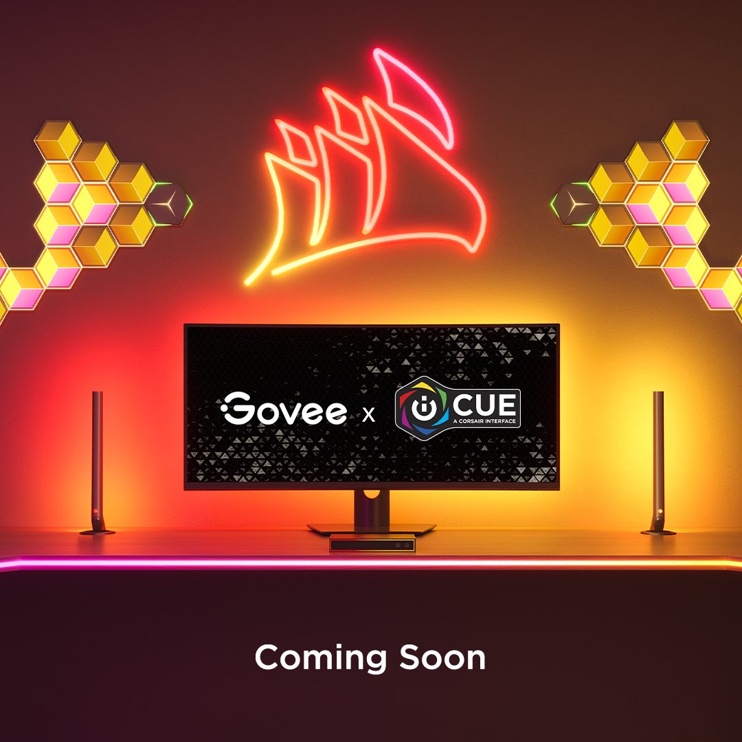 GoveeOfficial's tweet photo. Govee is proud to announce our collaboration with @CORSAIR to bring Govee smart lighting into Corsair's iCUE software ecosystem, for creating immersive and customizable RGB lighting environments. 

Coming Q1 2024. #GoveeCES2024 #CES2024 #Corsair https://t.co/GQ7aQ2vLlf