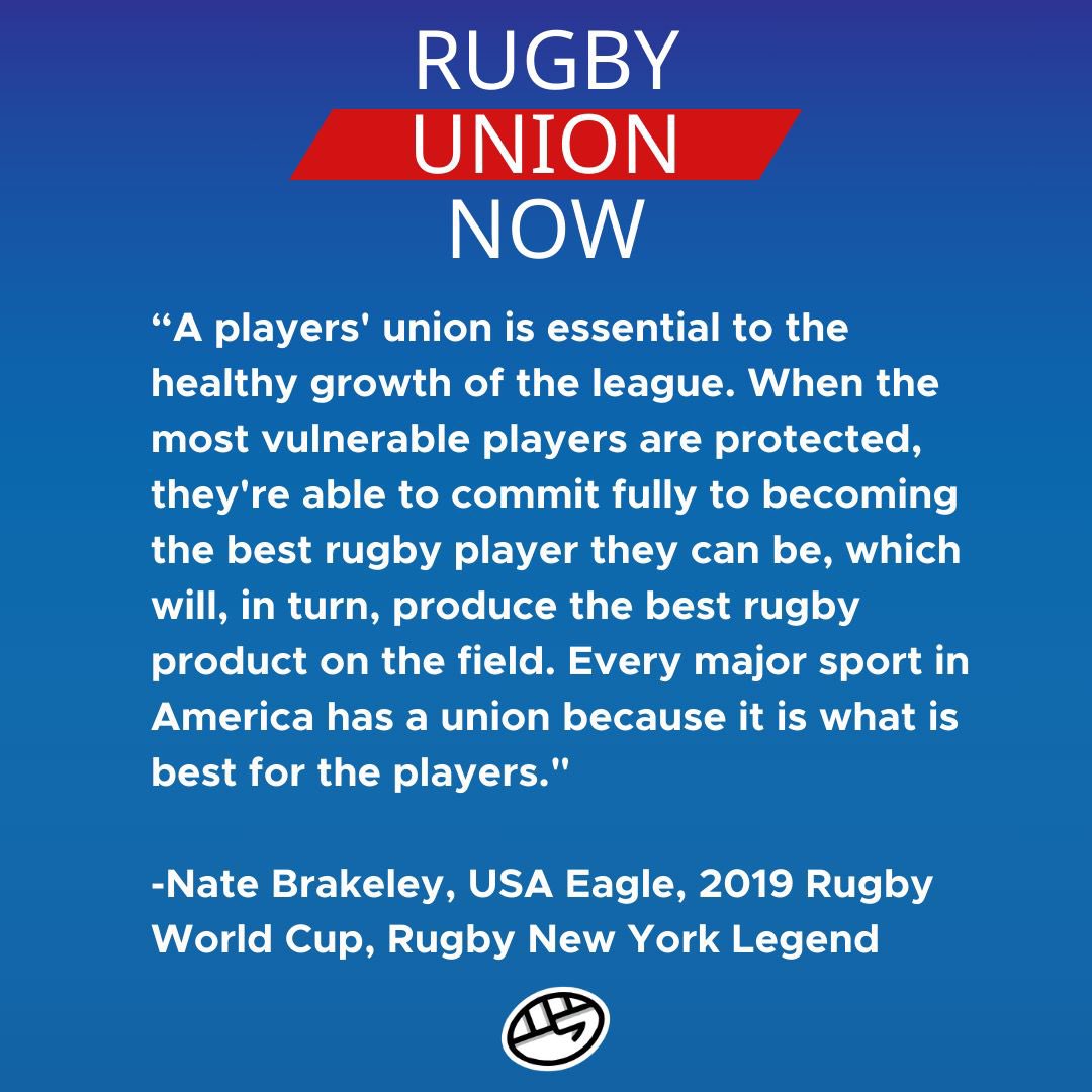 “Every major sport in America has a union because it is what is best for the players.' -Nate Brakeley, USA Eagle, 2019 Rugby World Cup, Rugby New York Legend #RugbyUnionNow