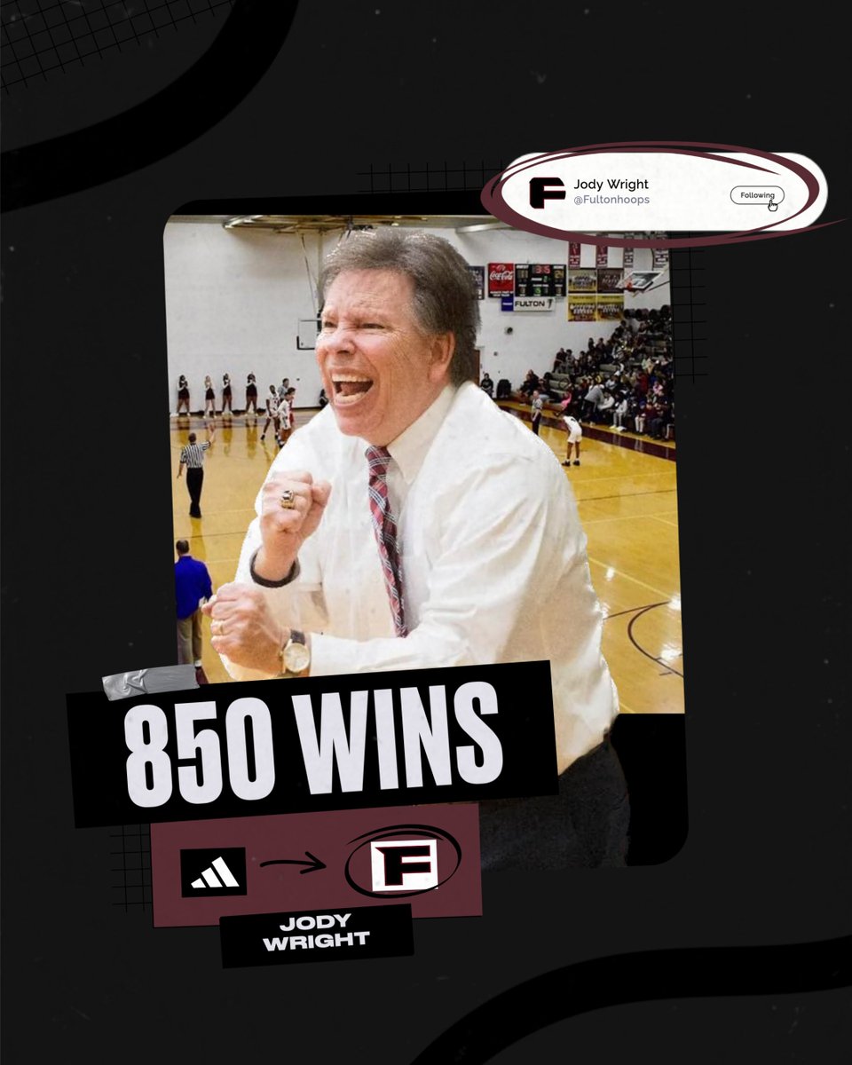 FHSCoachBlack's tweet photo. S/O to  @Fultonhoops on win 850 wins! #TheWrightWay #2509 https://t.co/NPUblSIvmT