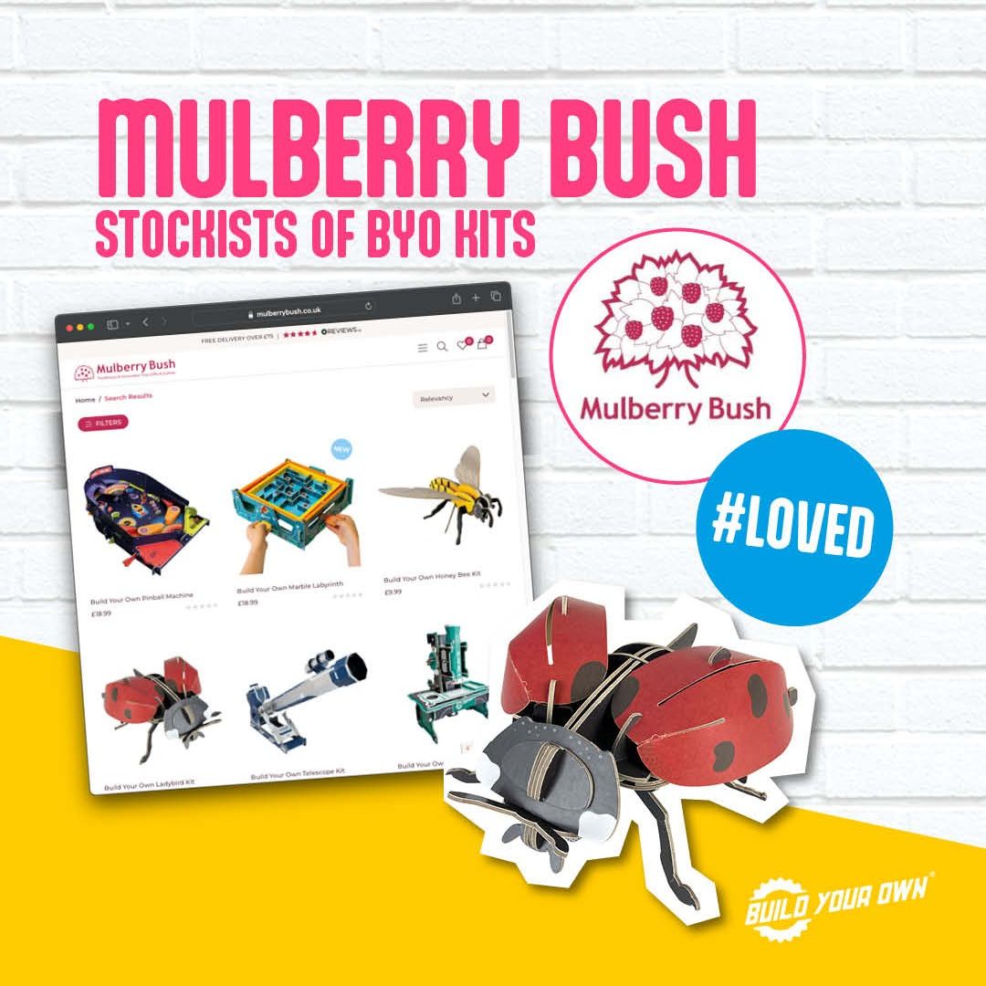 We’re delighted to share that @mulberrybushtoys are a @byokits stockist! A family-run mail order company founded in 1996, Mulberry Bush Toys specialises in traditional and innovative toys, gifts, and games. #byokits #mulberrybushtoys #stemtoys