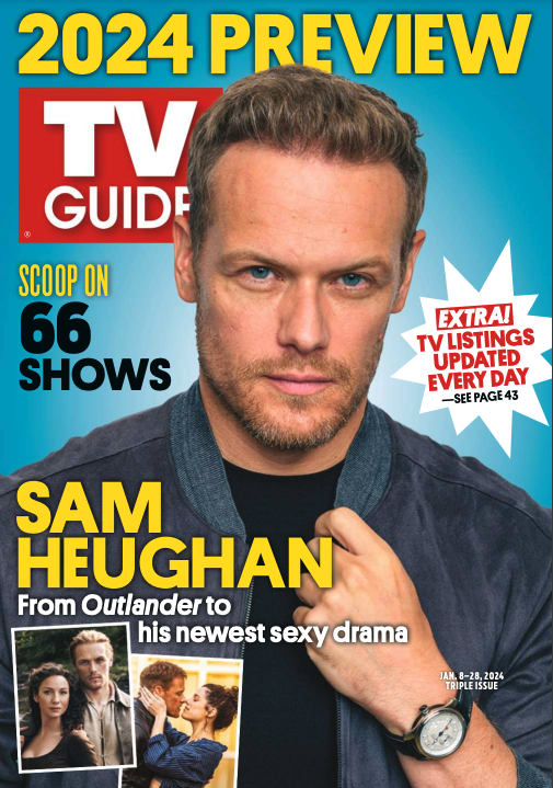 #Outlander and #TheCoupleNextDoor star @SamHeughan stuns on the latest cover of TV Guide Magazine! Get the scoop on everything coming up on TV this year, on newsstands now.