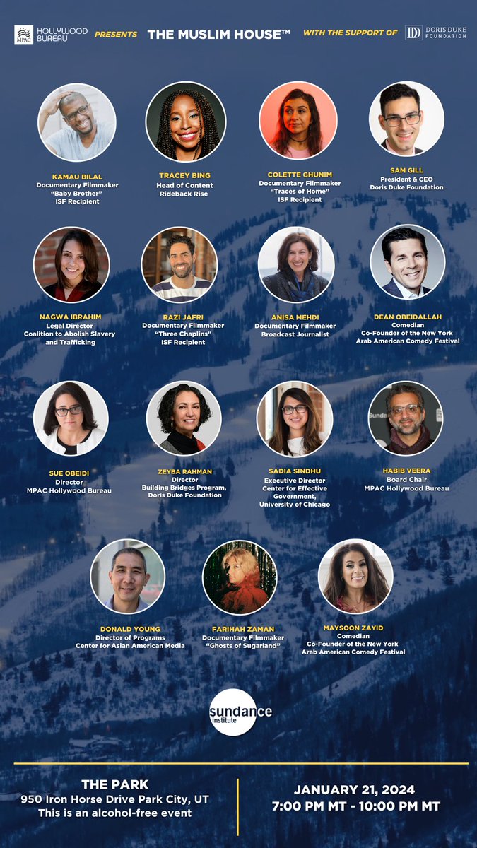 SueObeidi's tweet photo. The MPAC Hollywood Bureau is proud to announce The Muslim House™ at the Sundance Film Festival on 01/21/24, thanks to the generous grant support of the Doris Duke Foundation.

RSVP here: https://t.co/6L7zOyRm6S https://t.co/Npq821g6BN