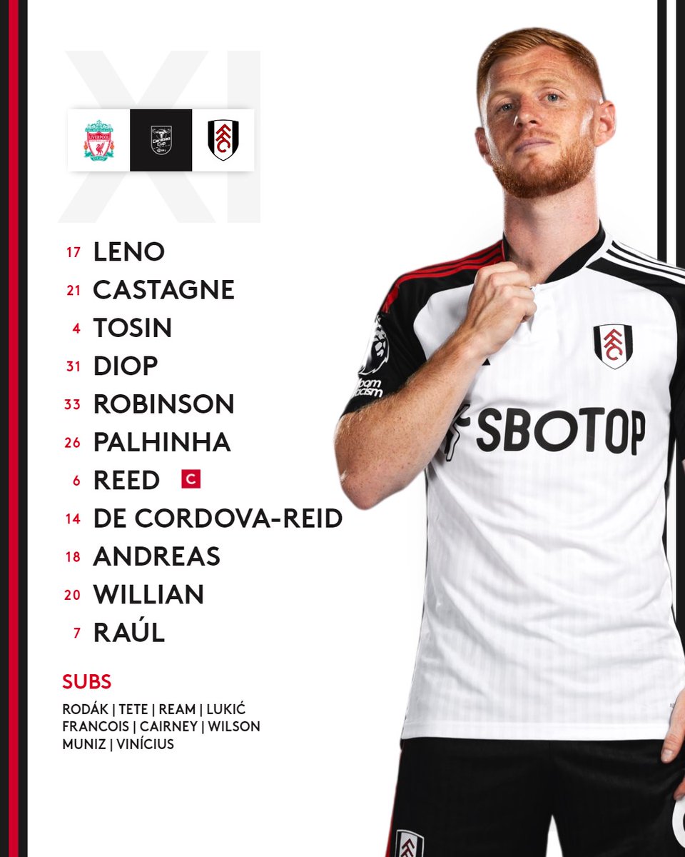 FulhamFC's tweet photo. Our @Carabao_Cup Semi-Final XI! 🚨

#LIVFUL https://t.co/pDwTRA6FYC