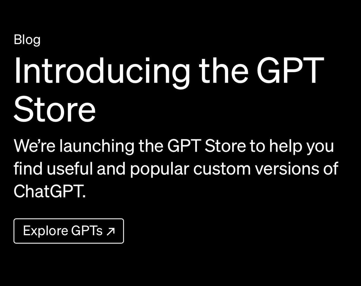 trlyng2's tweet image. 🚨Breaking news:

Chat GPT today Introducing the GPT Store

Check it out at:
openai.com/blog/introduci…
#chatgpt4 #chatgptstore