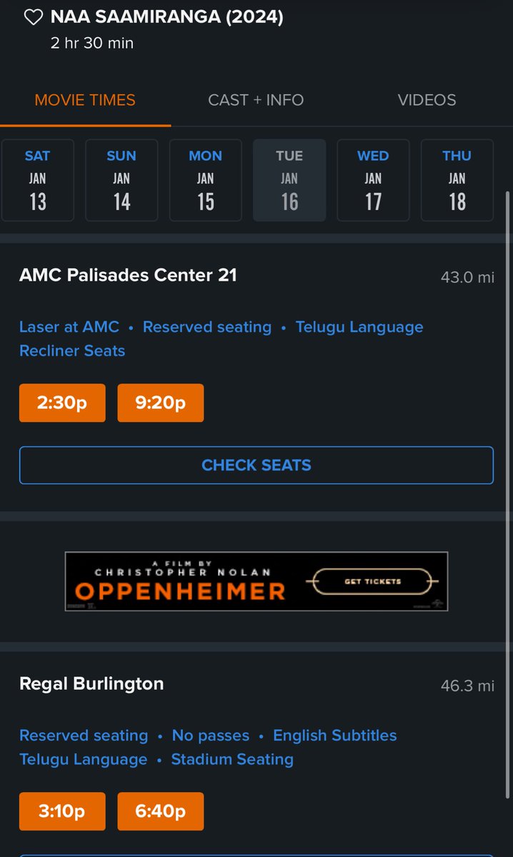 No offense ! Very less shows by any length ! Day 1 - only one theater 😢😢😢.. that too in desi hub NJ area . Other movies got better release ! @ShlokaEnts expecting you to open more shows ! #NaaSaamiRanga #NaaSaamiRangaTrailer