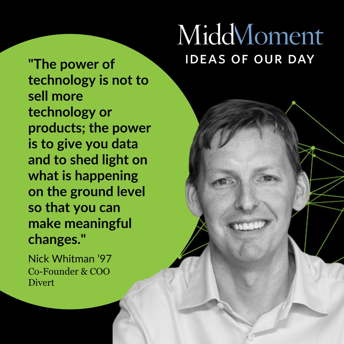 divertinc's tweet photo. The latest episode of @Middlebury's #MiddMoment podcast is out today, featuring an interview with alumni and Divert Co-Founder and COO Nick Whitman.
Listen now: https://t.co/ph3v97hKwH
#ProtectingTheValueOfFood #FoodWaste #WastedFood #Entrepreneurship https://t.co/ocv8yv6h5c