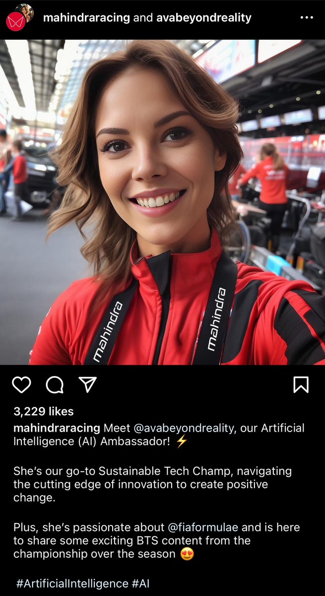 joannafidalgo's tweet photo. Quoting @noelleflamingo “Men in motorsport will literally invent a woman so they don’t have to hire one”

How @MahindraRacing has still not addressed this despite very negative feedback is beyond me. Replacing females in motorsport (or any gender, really) with AI is not it. https://t.co/nmP8OkgHWE