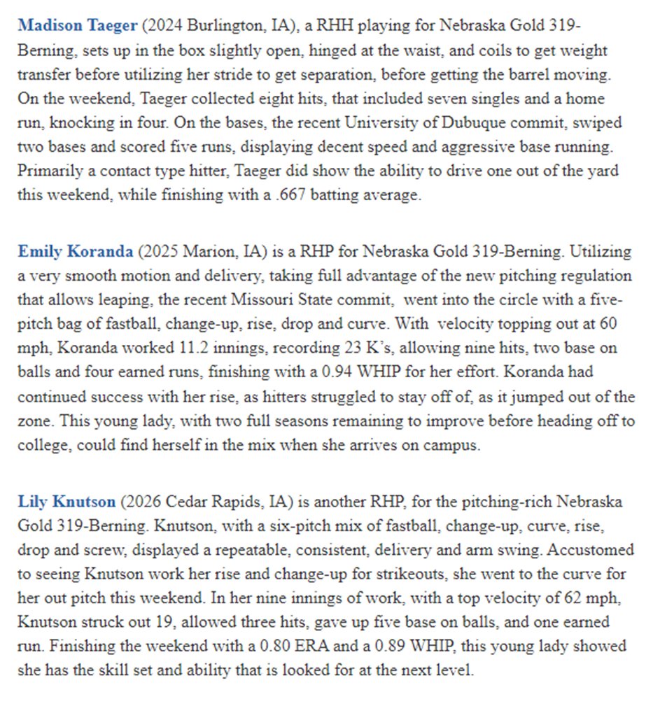 NEGold319's tweet photo. Thanks for the writeup @DaveDurbala_PG &amp; @PG_Softball .  
Great work girls!!!  @Madisonrenee06 @emilykoranda07 @lilykn_k @Coach_AndreaB @DubuqueSoftball @MSUSoftball https://t.co/iVFcqKRR7q