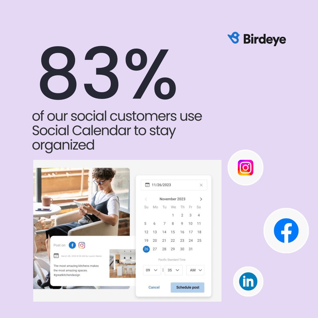 Birdeye_'s tweet image. Stay in control of your online presence by scheduling posts across various accounts and networks all in one intuitive visual calendar with Birdeye Social. Schedule a free demo today to learn more.  🌐✨ bit.ly/3Q8h0mj
#SocialScheduling #EfficientSocialMedia