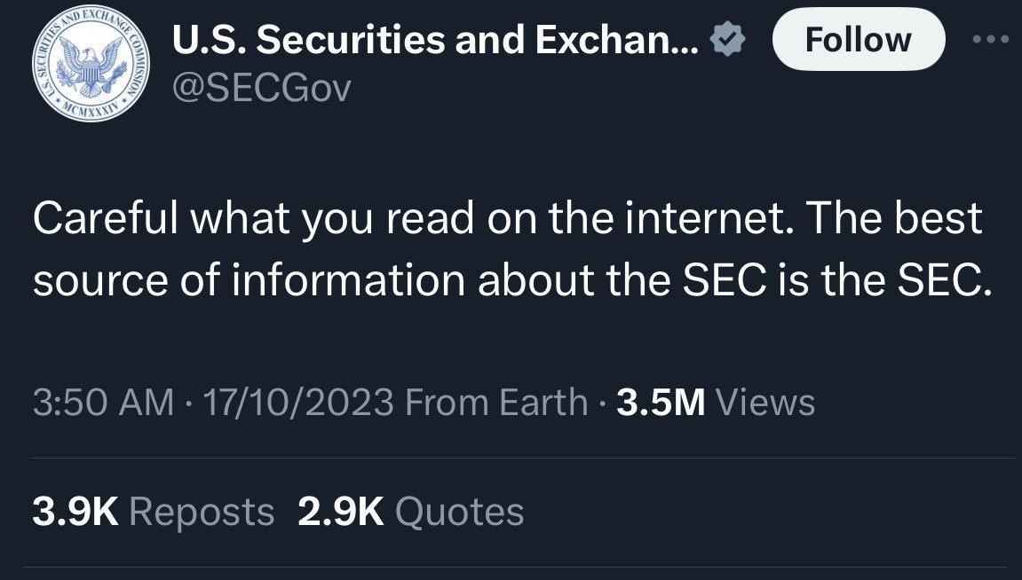BudhilVyas's tweet photo. 🚨 ATTENTION :

🇮🇳 SEC is about to drop a bombshell on #Bitcoin ETFs

Will it be a game-changer or a deal-breaker ?

Don't fall for the hype and panic . Many influencers are spreading lies and misinformation for views and clicks 😠

Trust only the official sources until hacked 😂 https://t.co/SE0pQ6K6Vt