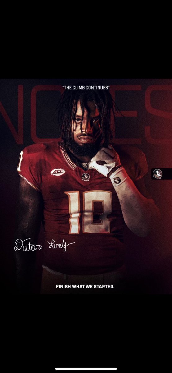 FOREVER a FSU Seminole, appreciation to all the schools who reached out but this is where I’m destined to be.. START to FINISH with the teammates and coaches I LOVE #NoleBlooded #KeepCLIMBing