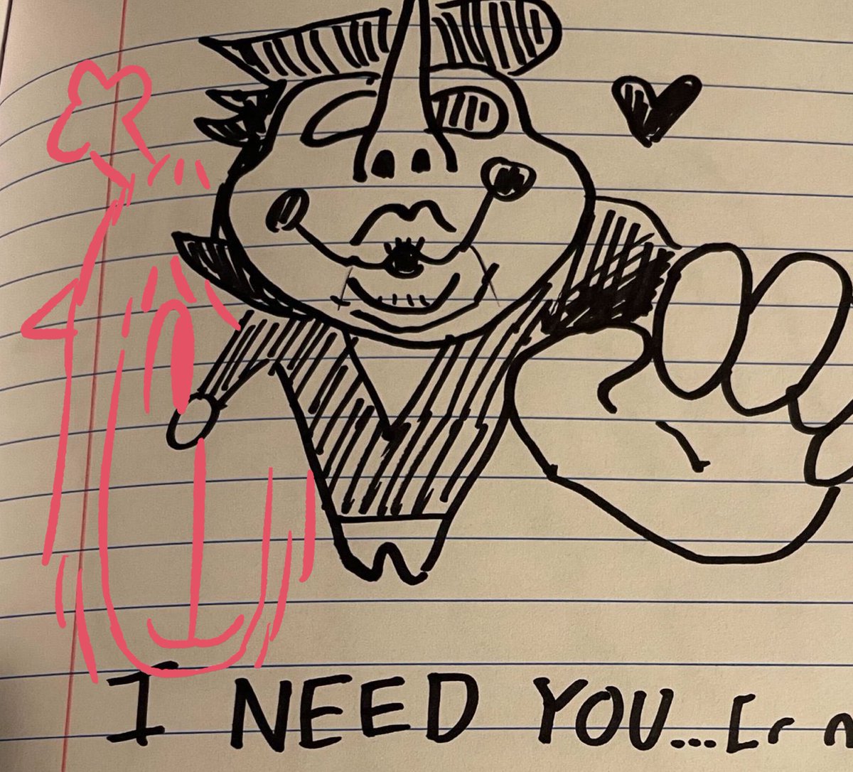 To everyone freaking out about the clear doodle on the other side of the page, looking for 2 whole seconds reveals this is not Dess but a very long very silly Noelle #DELTARUNE