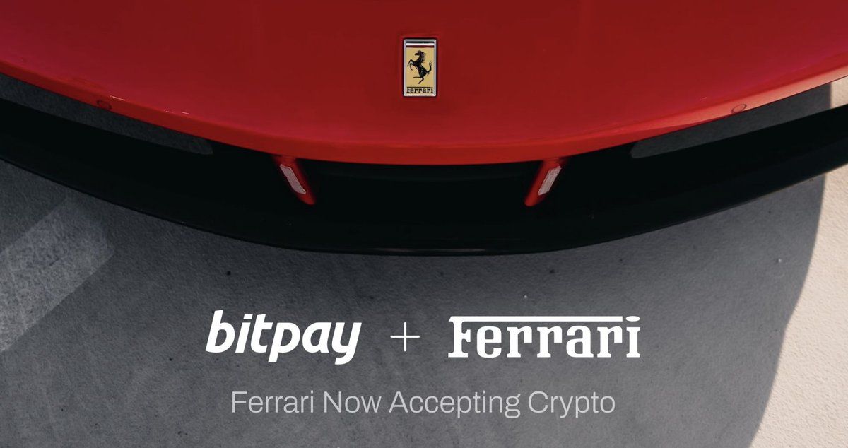 ChainJournal's tweet photo. ICYMI - You can now by a @Ferrari with cryptocurrency! Learn more in this podcast with @ChainJournal's @dberlind and Mark Venables of @cryptomerch https://t.co/TzroBNwOkz

#blockchain #payments #sportscars #hardwallets #coldwallets #crypto #nft #nfts #cryptocurrency #web3 #bitpay #coindesk #decentralization #dex #bitcoin #ethereum #podcast #video @BitPay