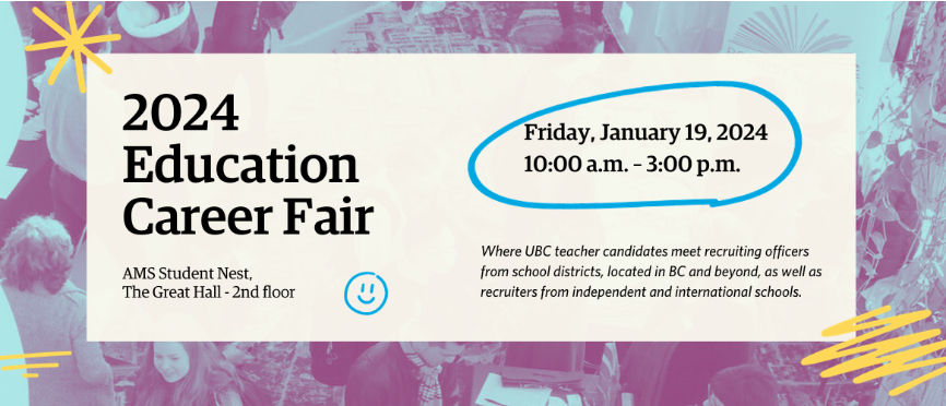 SchoolDist85's tweet photo. 🍎✏️Attention all education enthusiasts! 
Exciting news on the horizon! #SD85 is thrilled to announce our presence at the upcoming @UBC Education Career Fair on January 19th! 🗓️ https://t.co/bzUprDVEPU