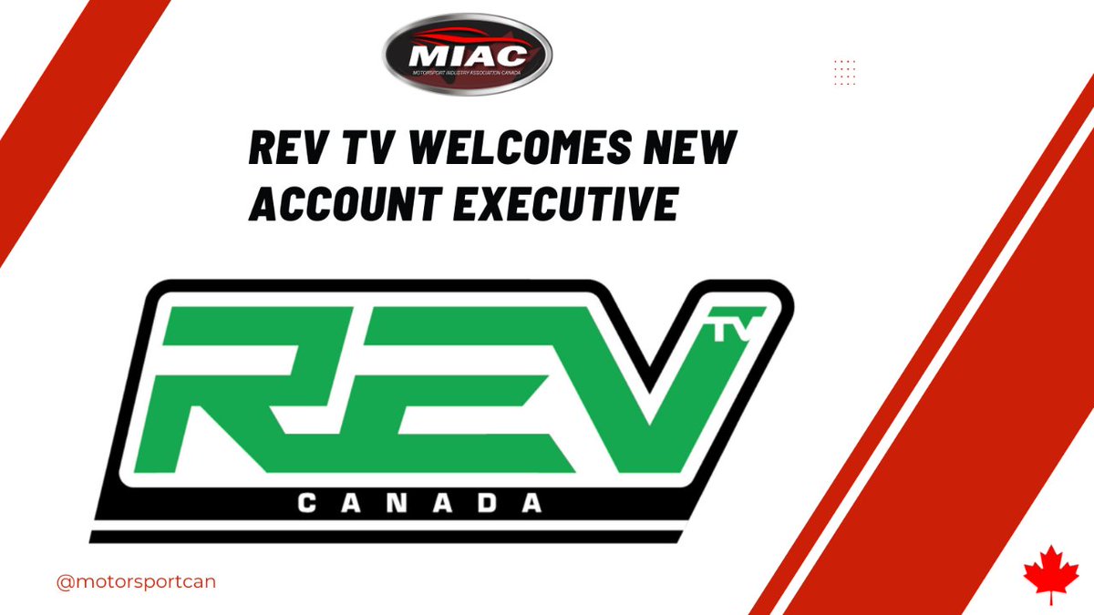 MotorsportCan's tweet photo. MIAC Member REV TV Welcomes New Account Executive https://t.co/nCo5nRWIcw  #motorsportcan https://t.co/5CjYkEvOGg