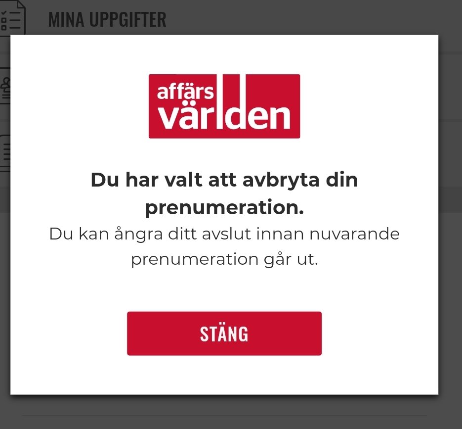 Aktiepappa's tweet photo. Jag vill inte att några pengar jag betalar riskerar att hamna i fickorna på personer som helst vill avveckla privat företagande. Därför blir det adjö till Affärsvärlden som väljer att ge kommunisten Ali Asbati en plattform att basunerar ut sitt budskap på. https://t.co/DwfWhyDl5F